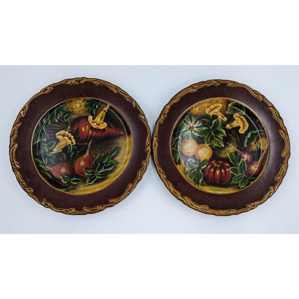 RAYMOND WAITES TOYO Decorative Fruit and Vegetable Plate 10-1/4" Set of 2